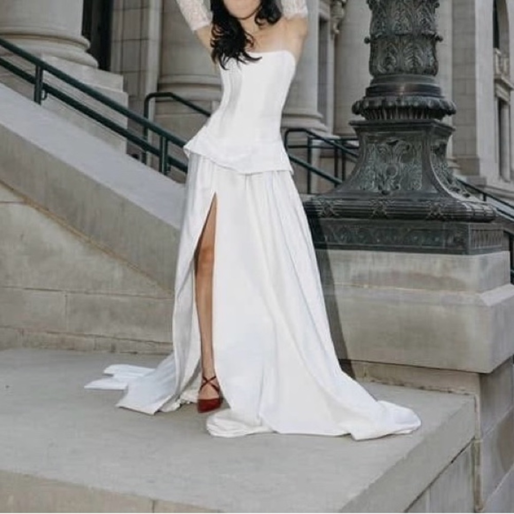 Custom bridal corset, skirt & glove set